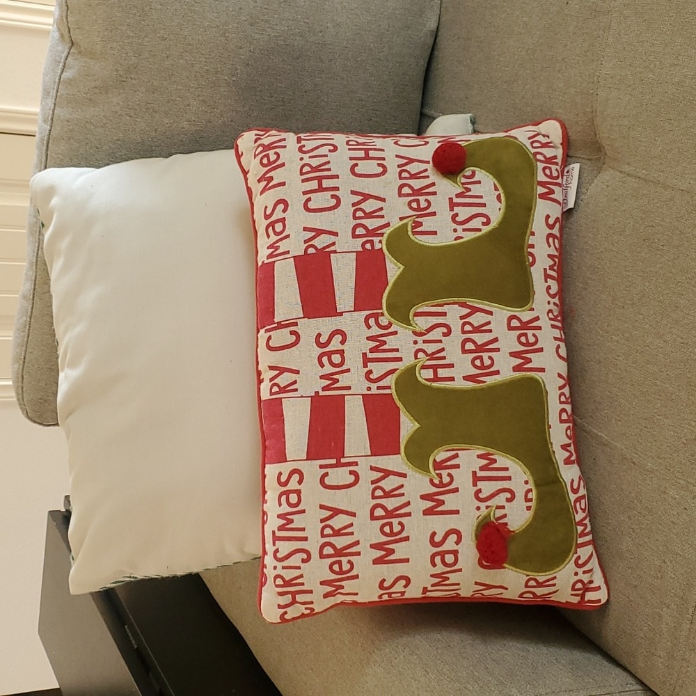Merry Christmas Elf Legs Accent Pillow‎